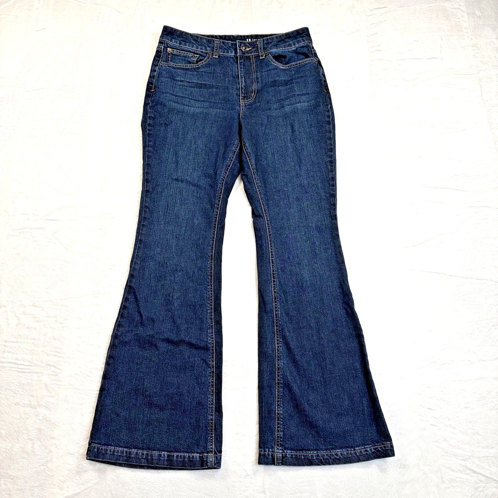 The Normal Brand Mid-Rise Flare Jeans Womens 29 Dark Blue Stretch Denim